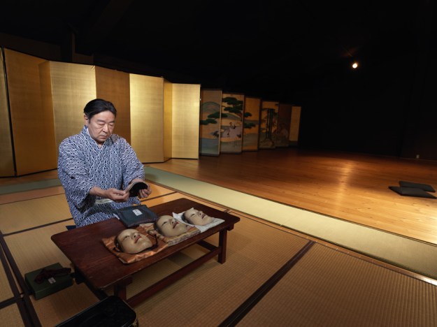 Udaka Michishige preparing his Noh masks. Photograph: Irwin Wong.